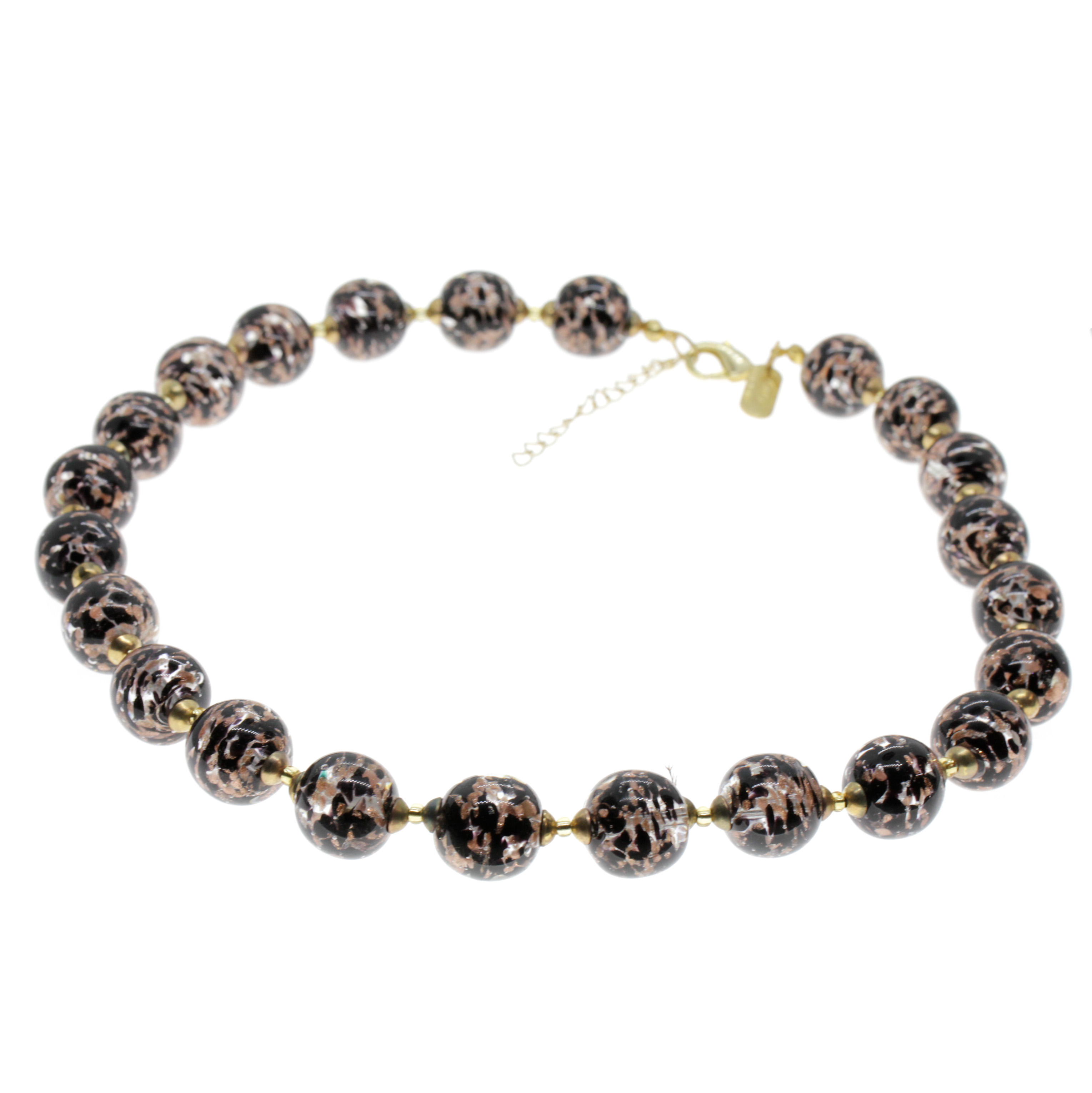 Kugel Collier "Verona" Murano Glas Halskette - kupfer gold