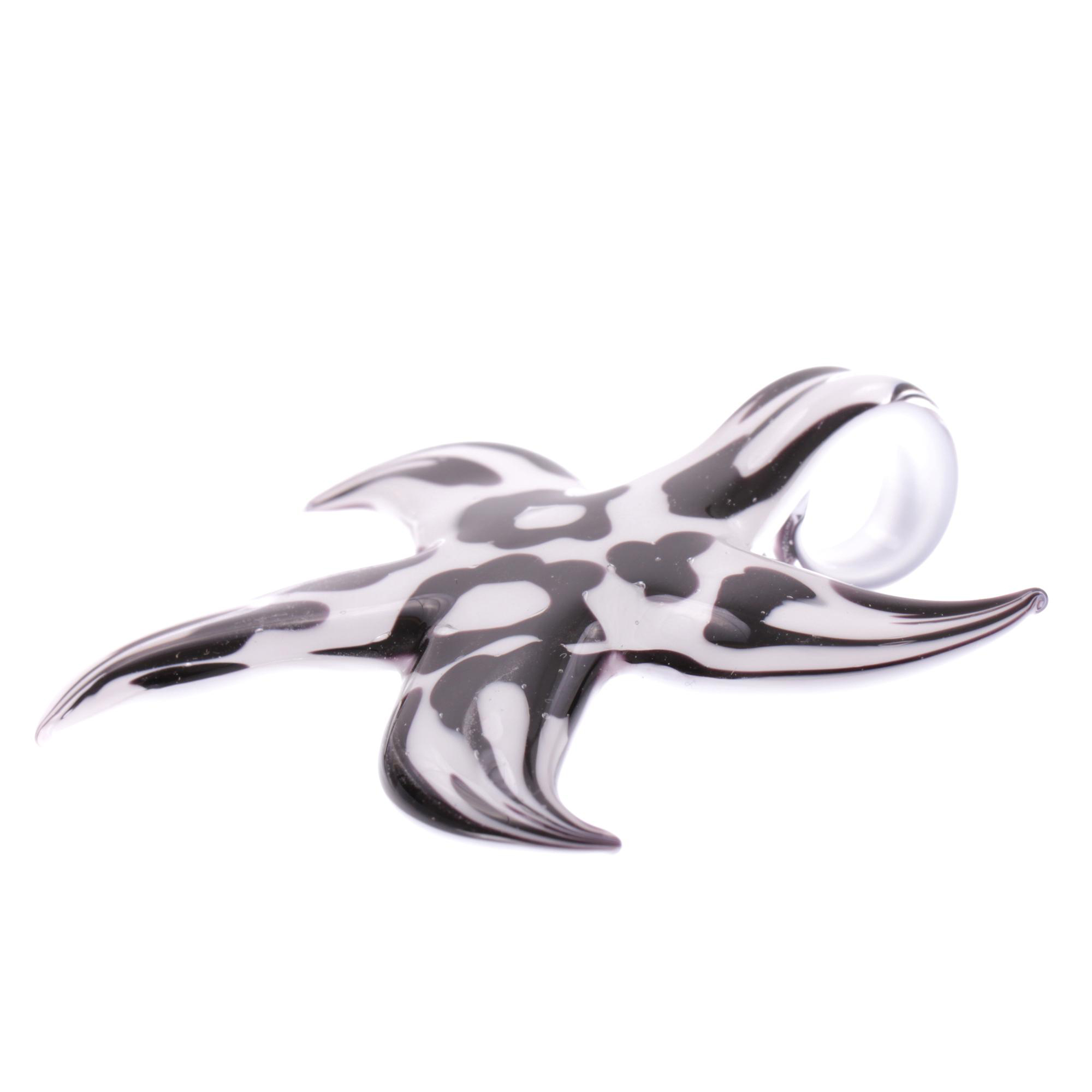 Murano Glas Seestern "Facella" Anhänger-schwarz-weiss