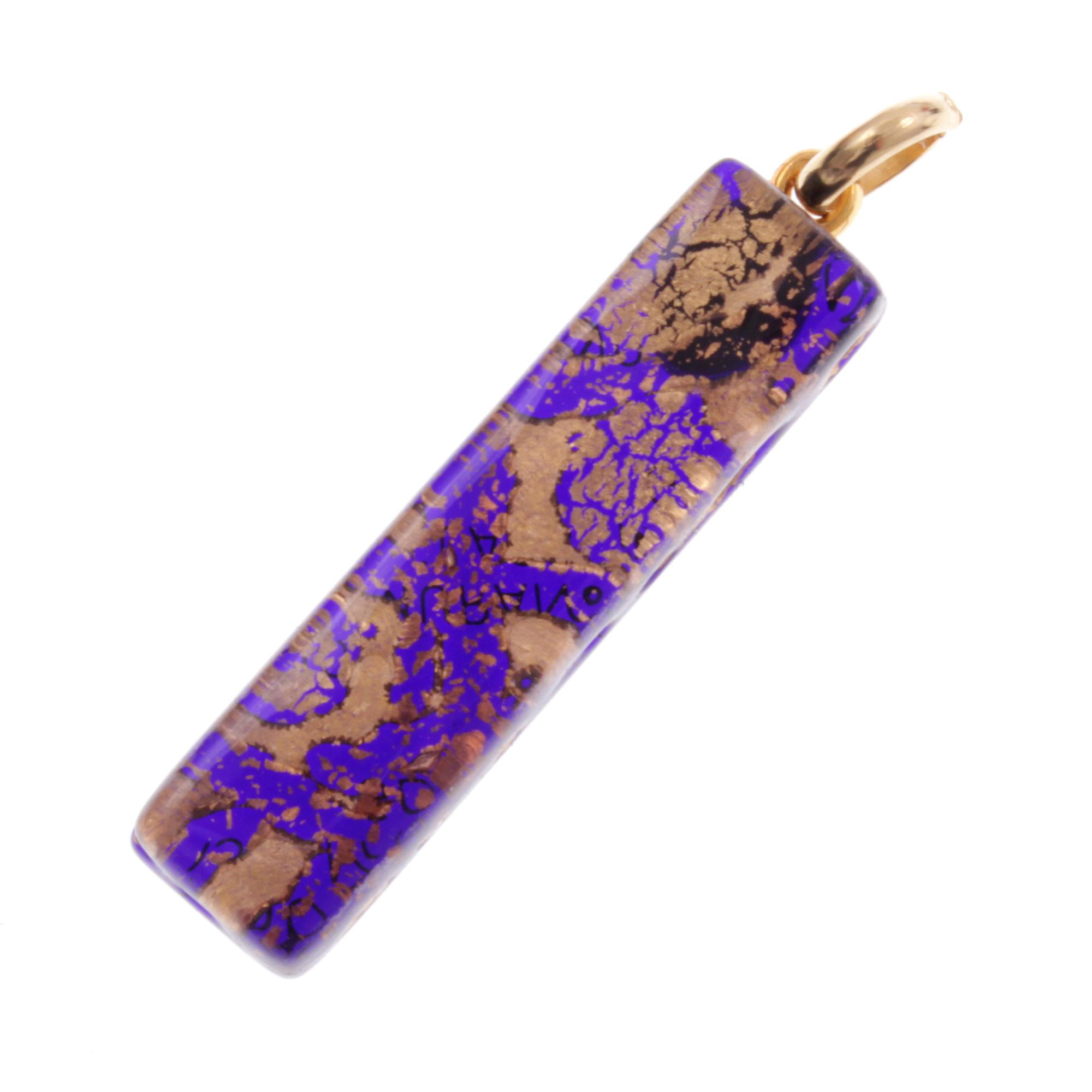Murano Glas Anhänger Baguette "Bastone"-blau-gold