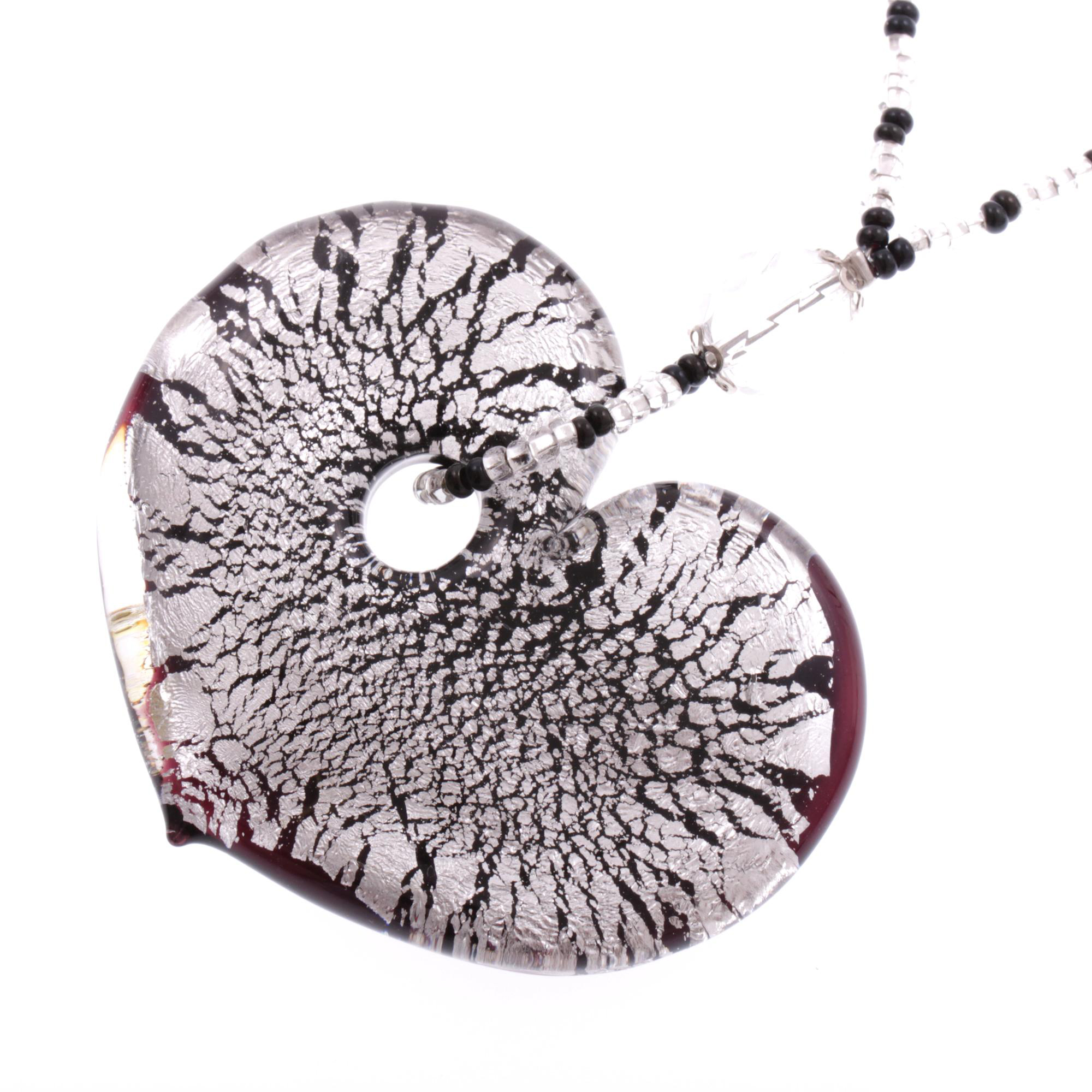 Wunderschönes Collier "Animo" Murano Glas Halsschmuck-silber