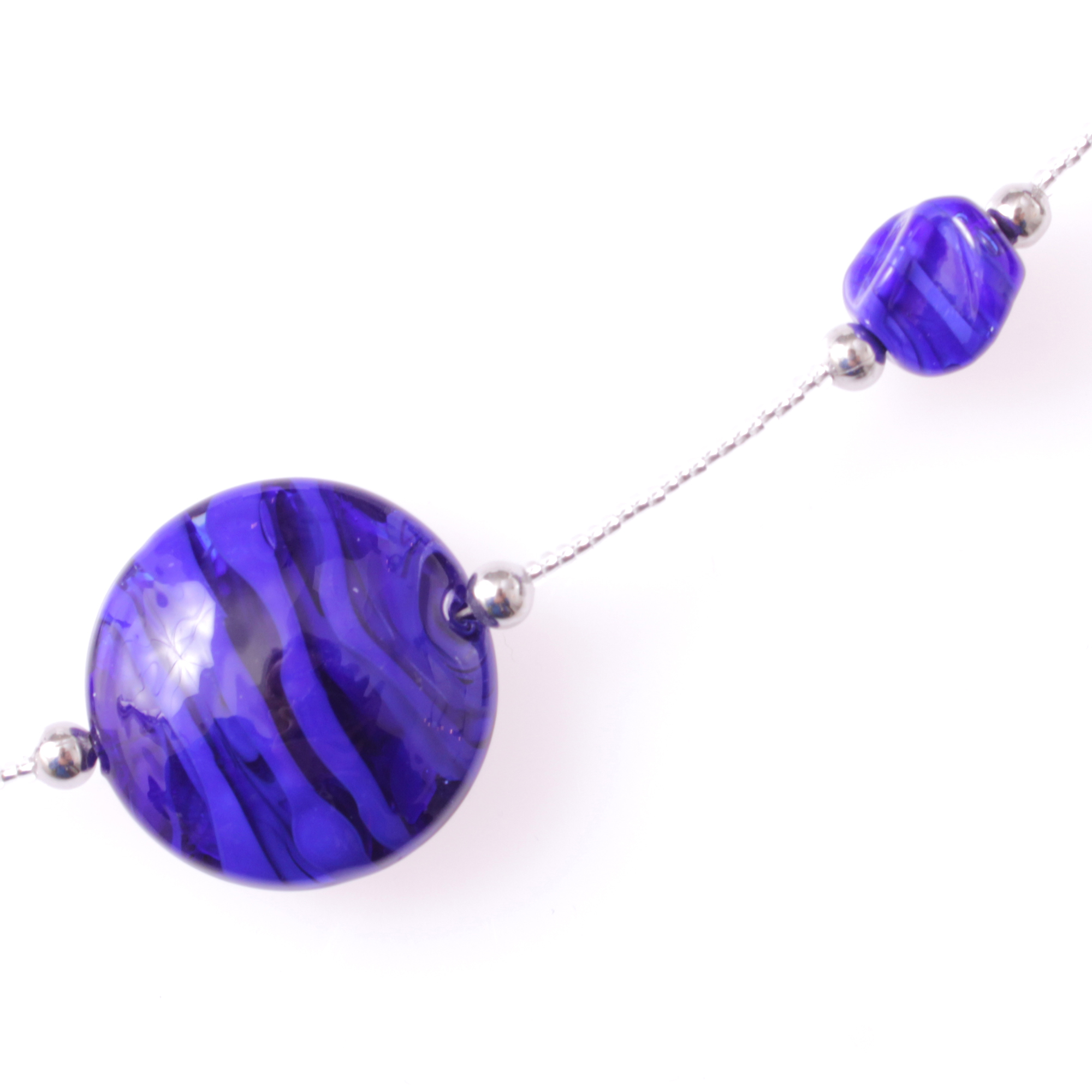 Ein Muranoglas Collier zum verlieben Model "Astana" -dunkelblau-silber