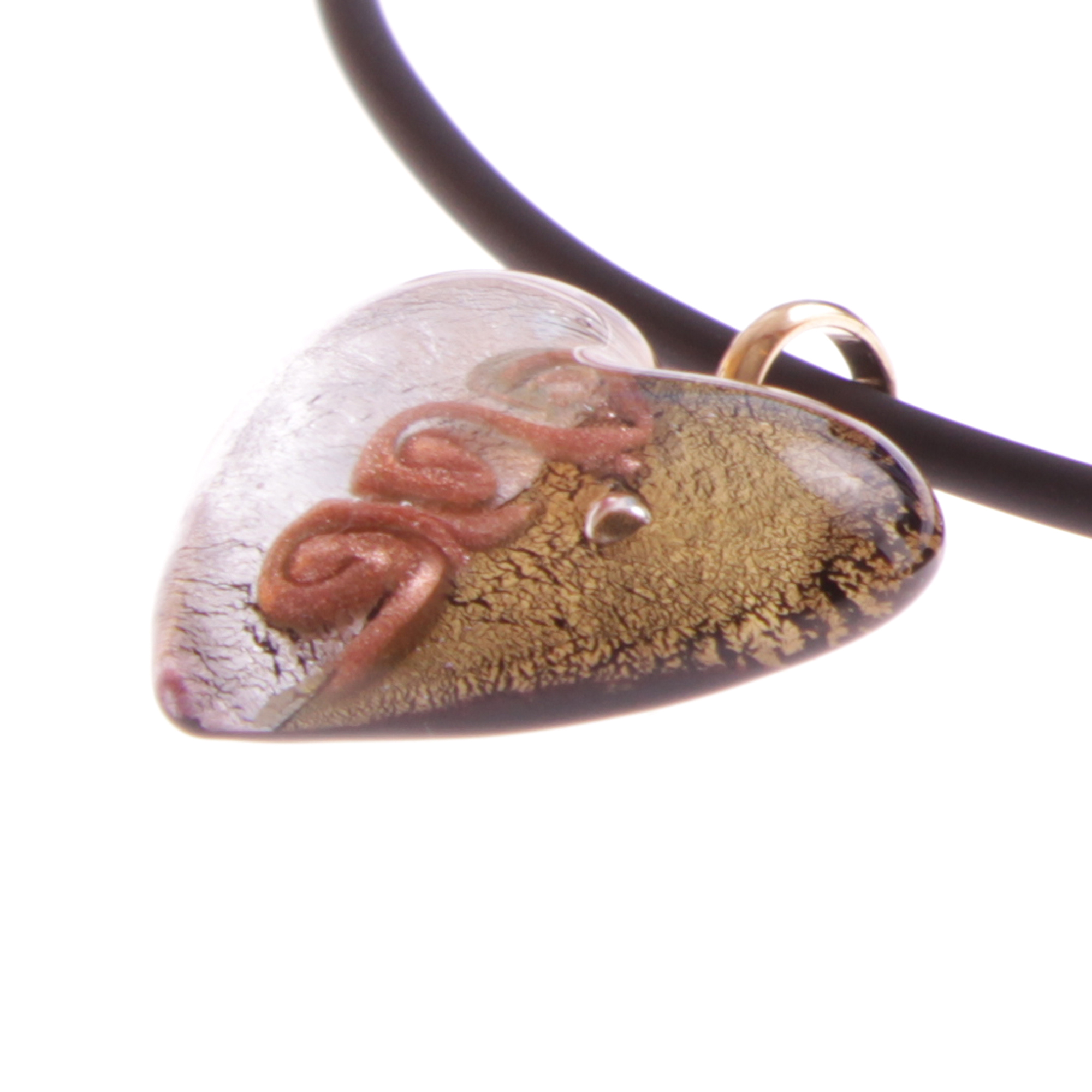 Wunderschönes Murano Glas Herz "Girello picco"-gold-silber