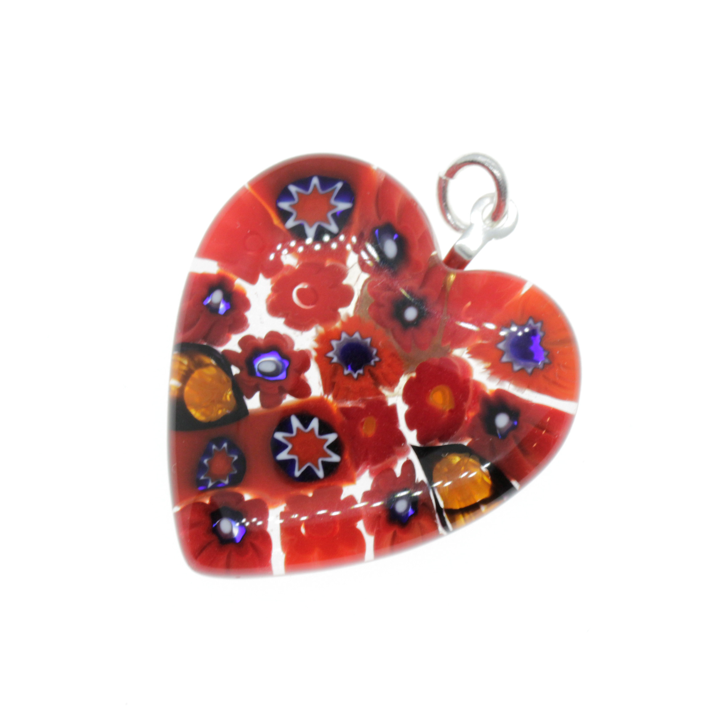 Mille Fiori Herz Anhänger "Sono" Murano Glas - rot