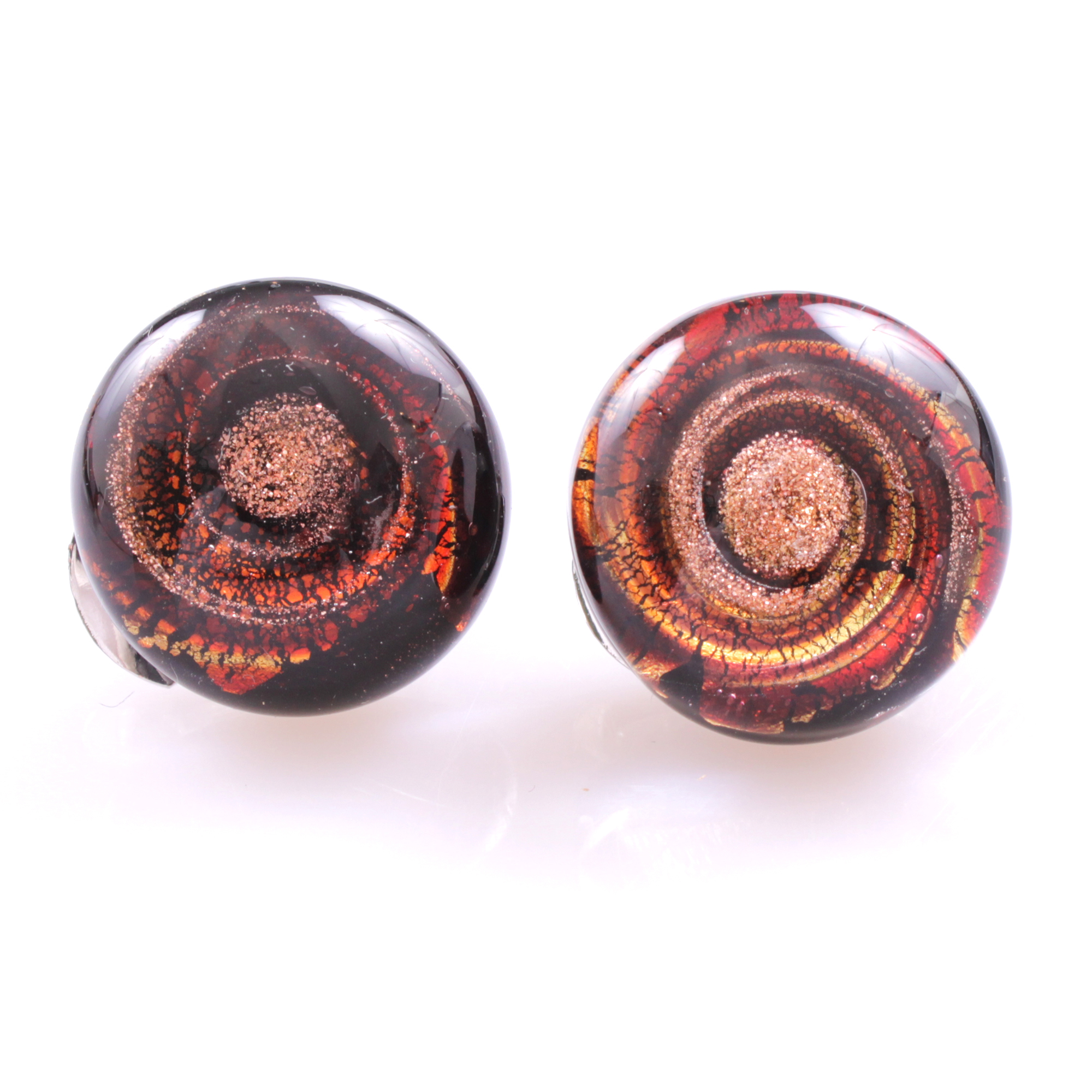 Feiner Murano Glas Ohrclip Model "Malaga" -rot-gold Feiner Murano Glas Ohrclip Model "Malaga" -rot-gold