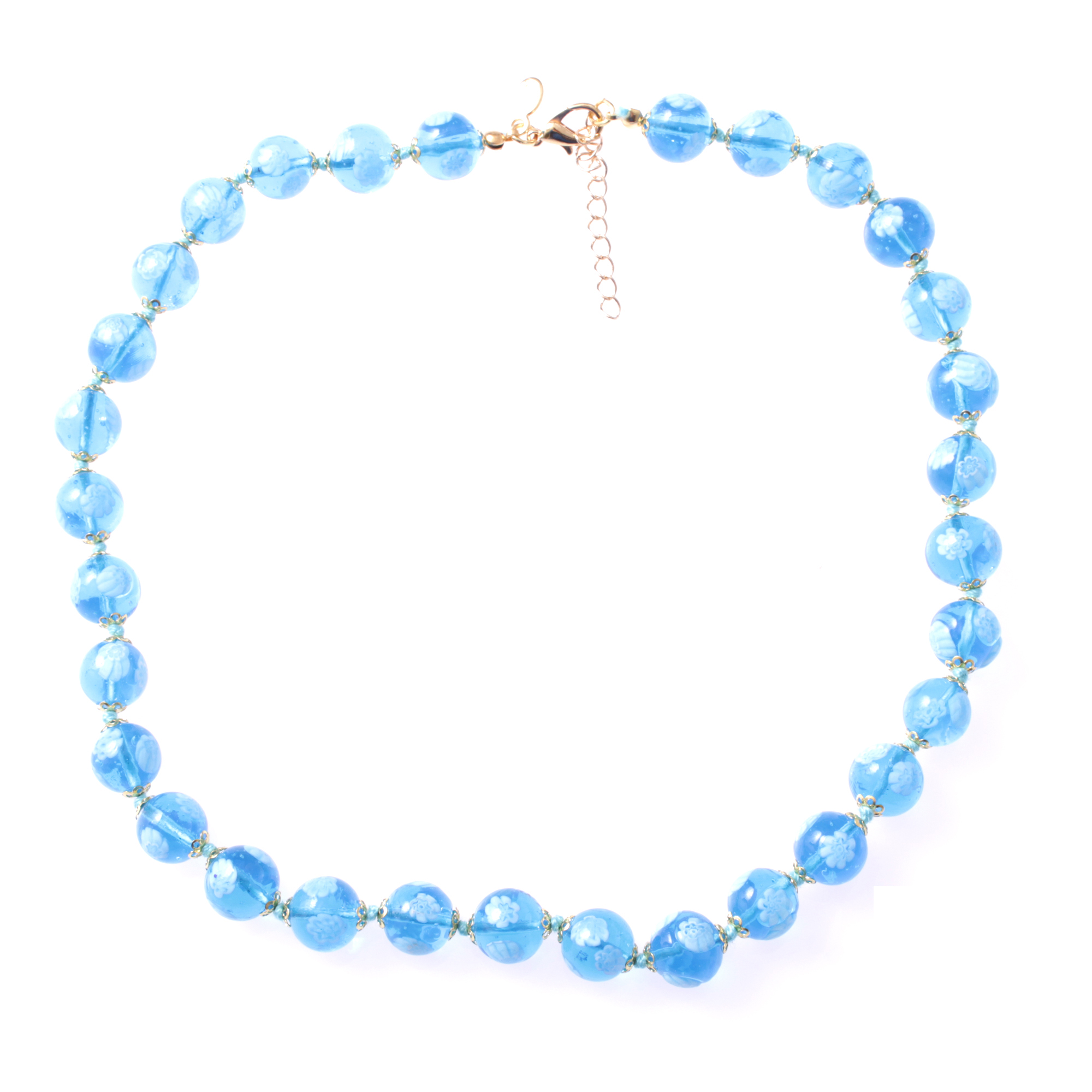 Collier Murano Glas "Mille Fiori Dodici"-türkis-gold