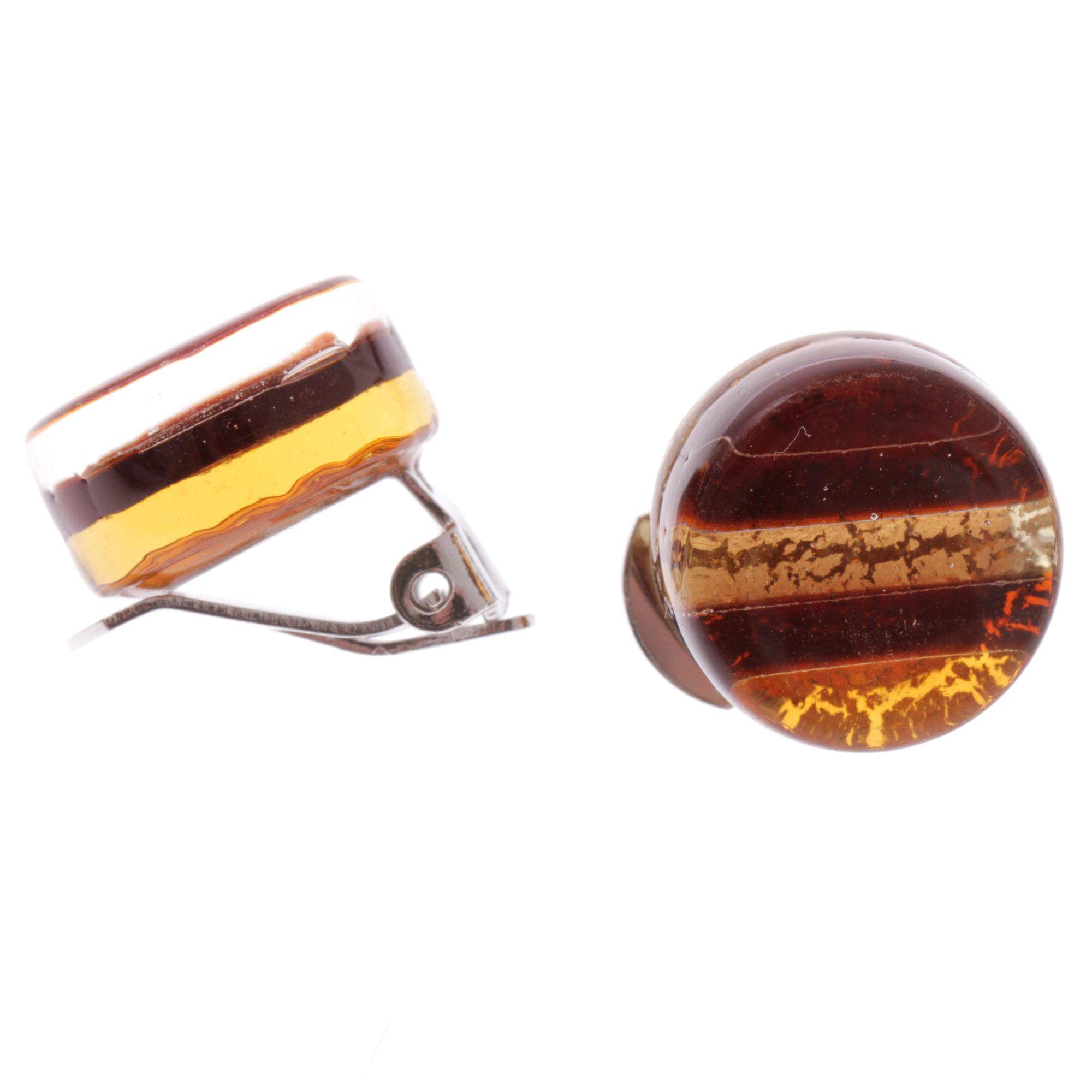 Murano Glas Ohrclip "Janne" Ohrschmuck-amber streifen