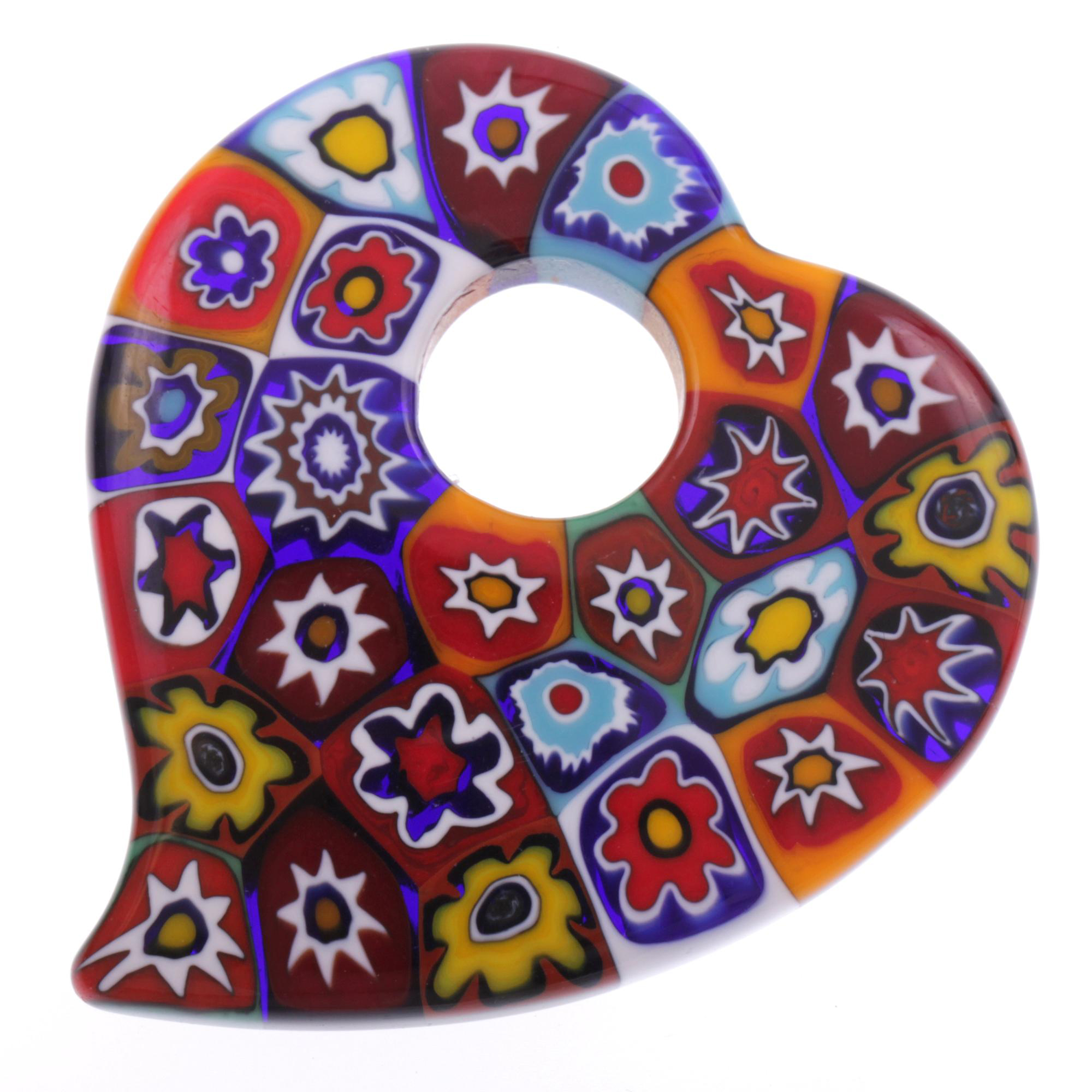Murano Glas Herz Anhänger "Rinviato" Mille Fiori-mille fiori