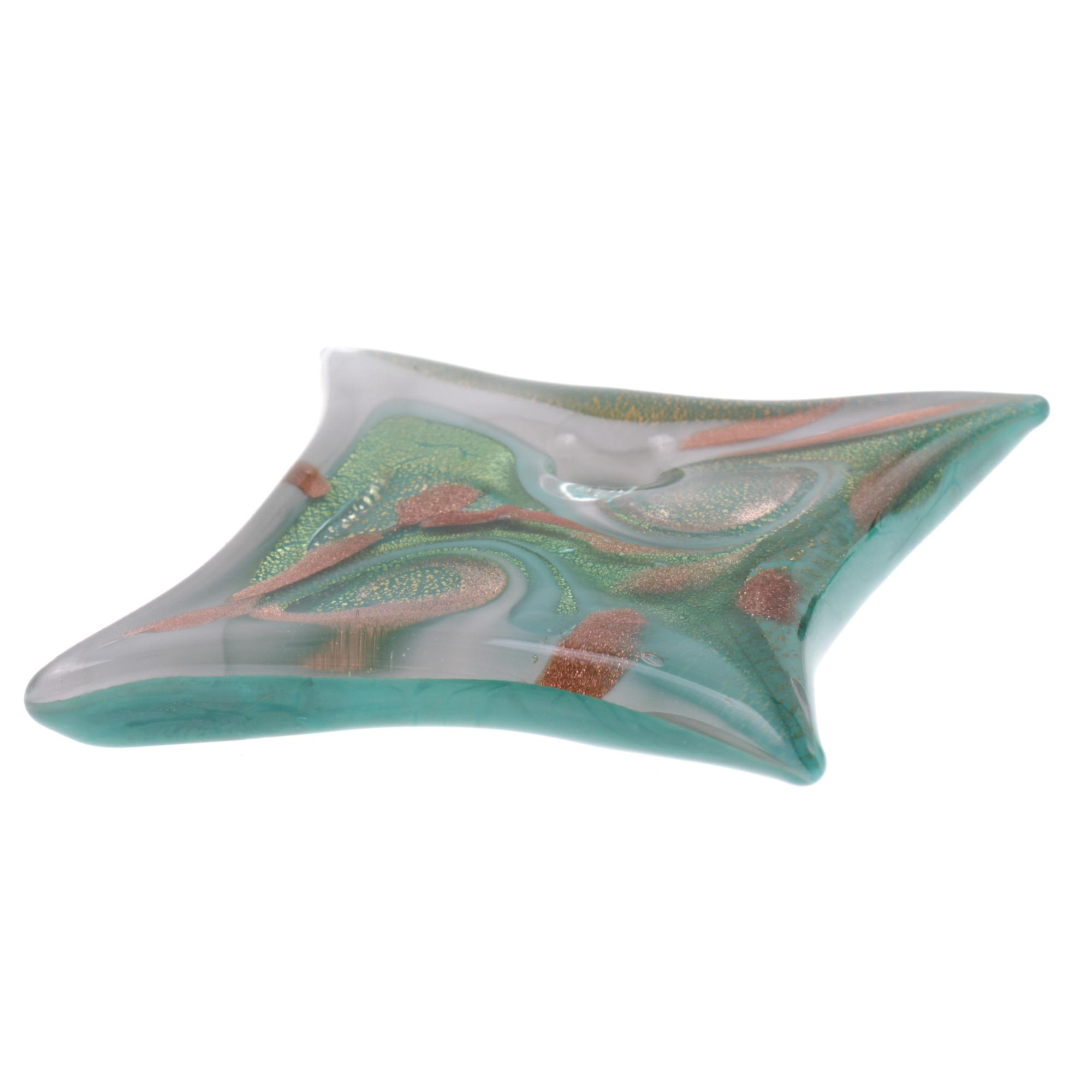 Exquisiter Murano Glas Anhänger "Losanga" -grün-gold