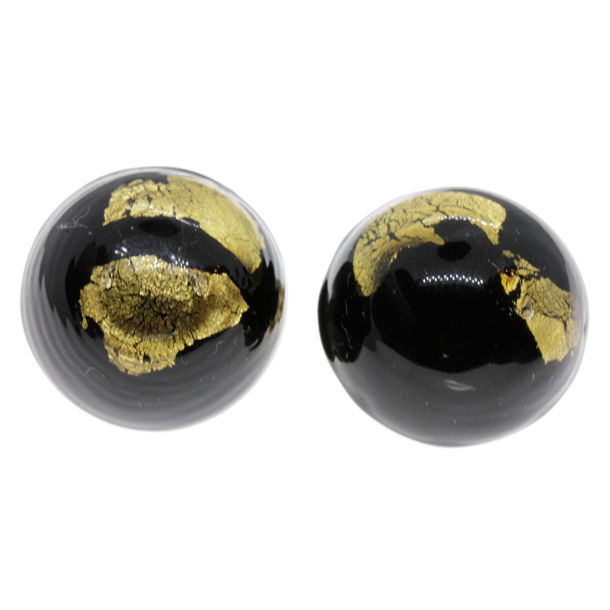 Murano Glas Ohrclip "Lea"-schwarz gold
