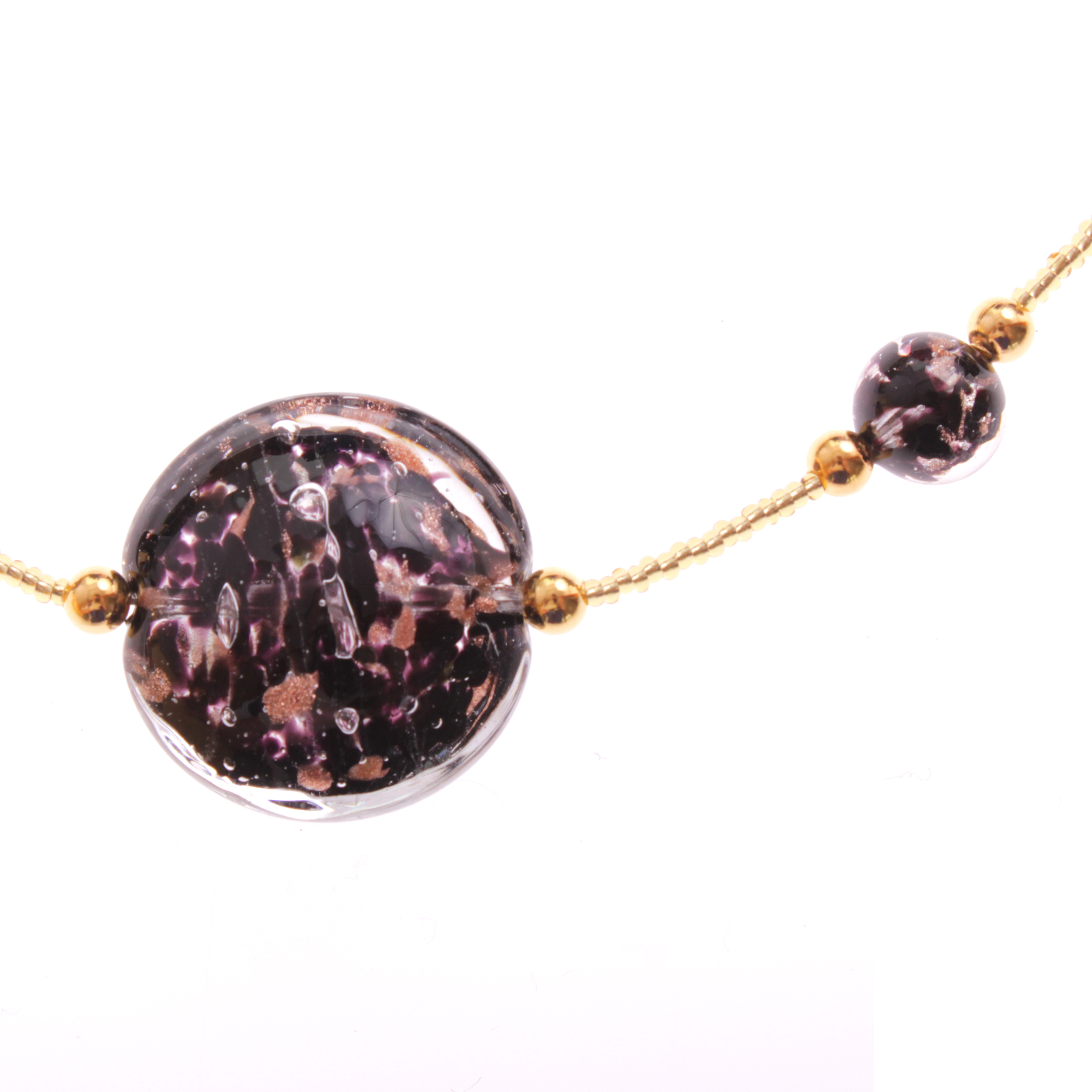 Ein Muranoglas Collier zum verlieben Model "Astana" -schwarz-kupfer