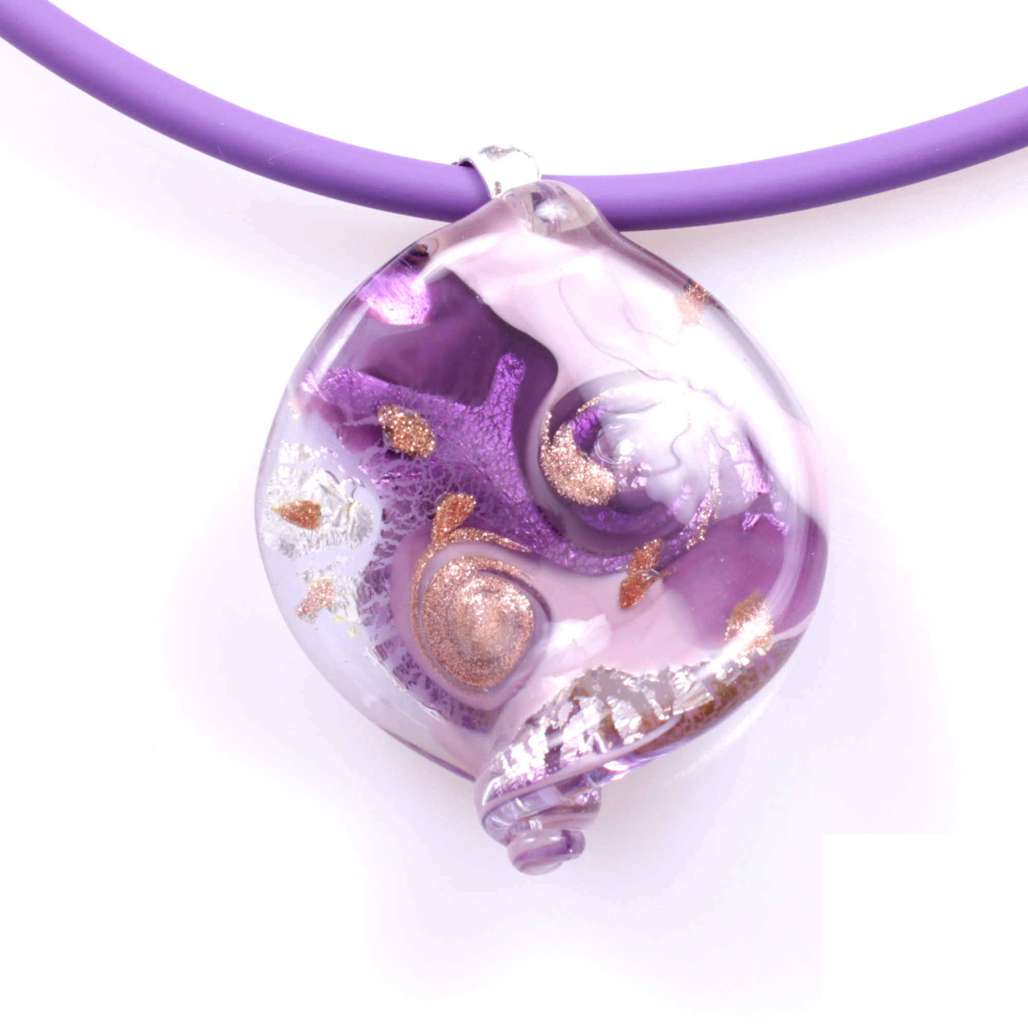 Wunderschöner Murano Glas Anhänger "Christelle II" inkl. Kette!-amethist-silber