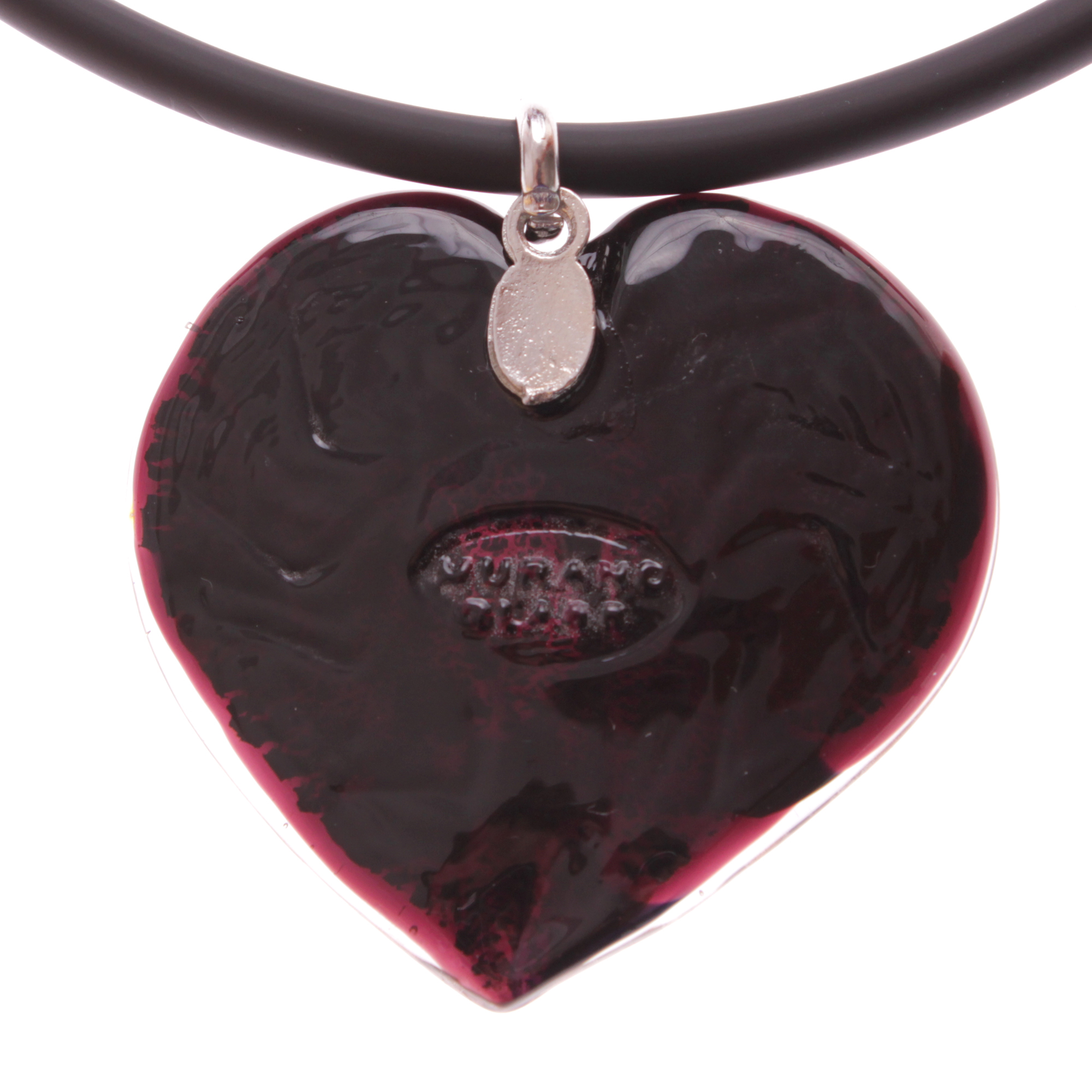 Edles Murano Glas Herz Model "Emotivo II"-schwarz-silber