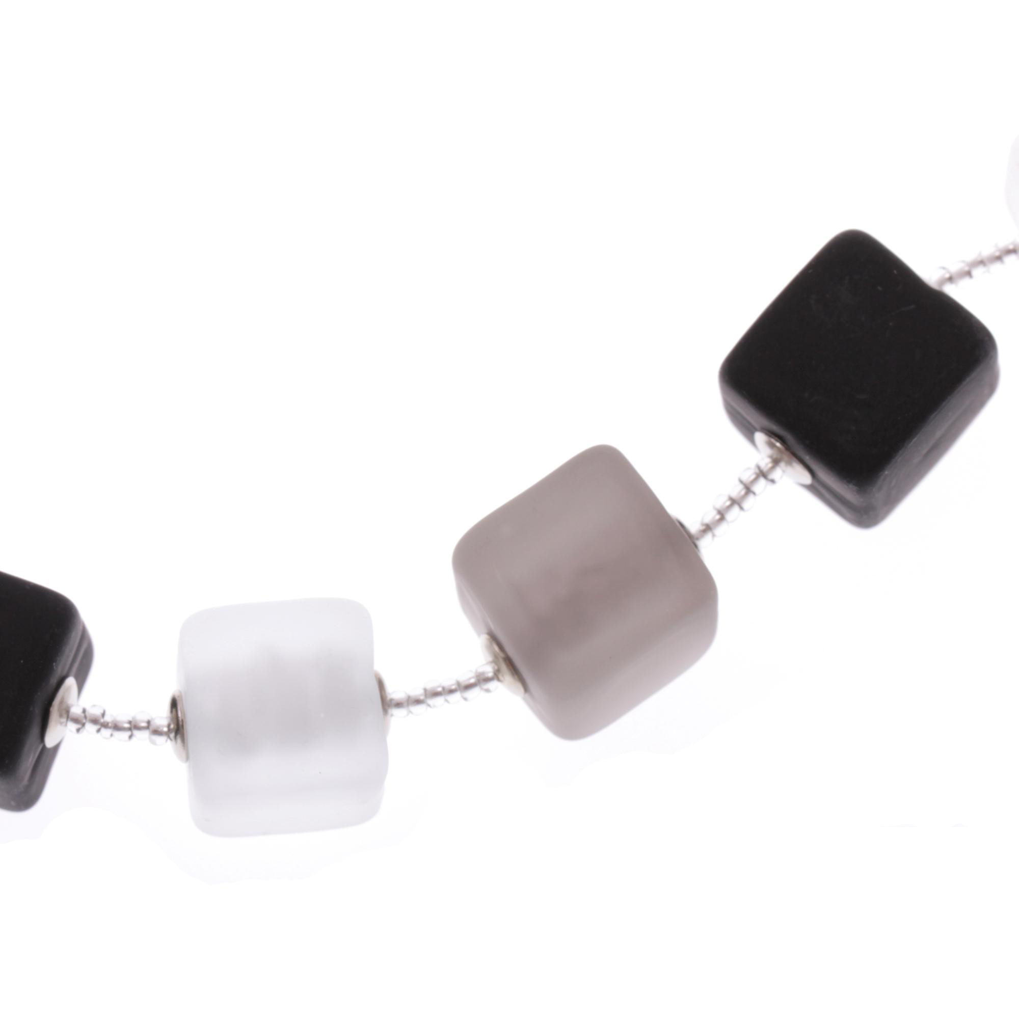 Murano Glas Collier "Quadro"-schwarz matt