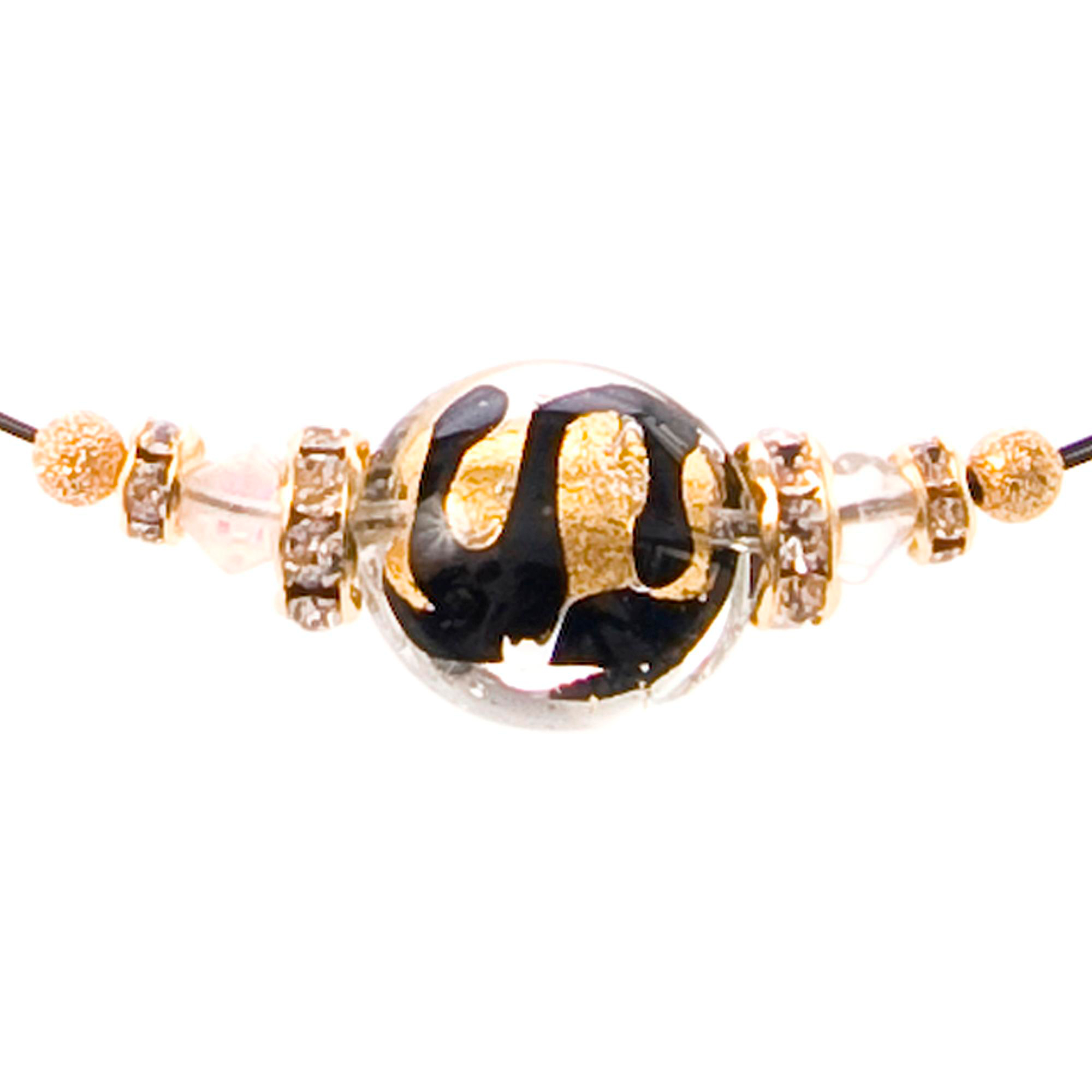 Trendiges Murano Glas Armband "New York" Armschmuck-schwarz-gold