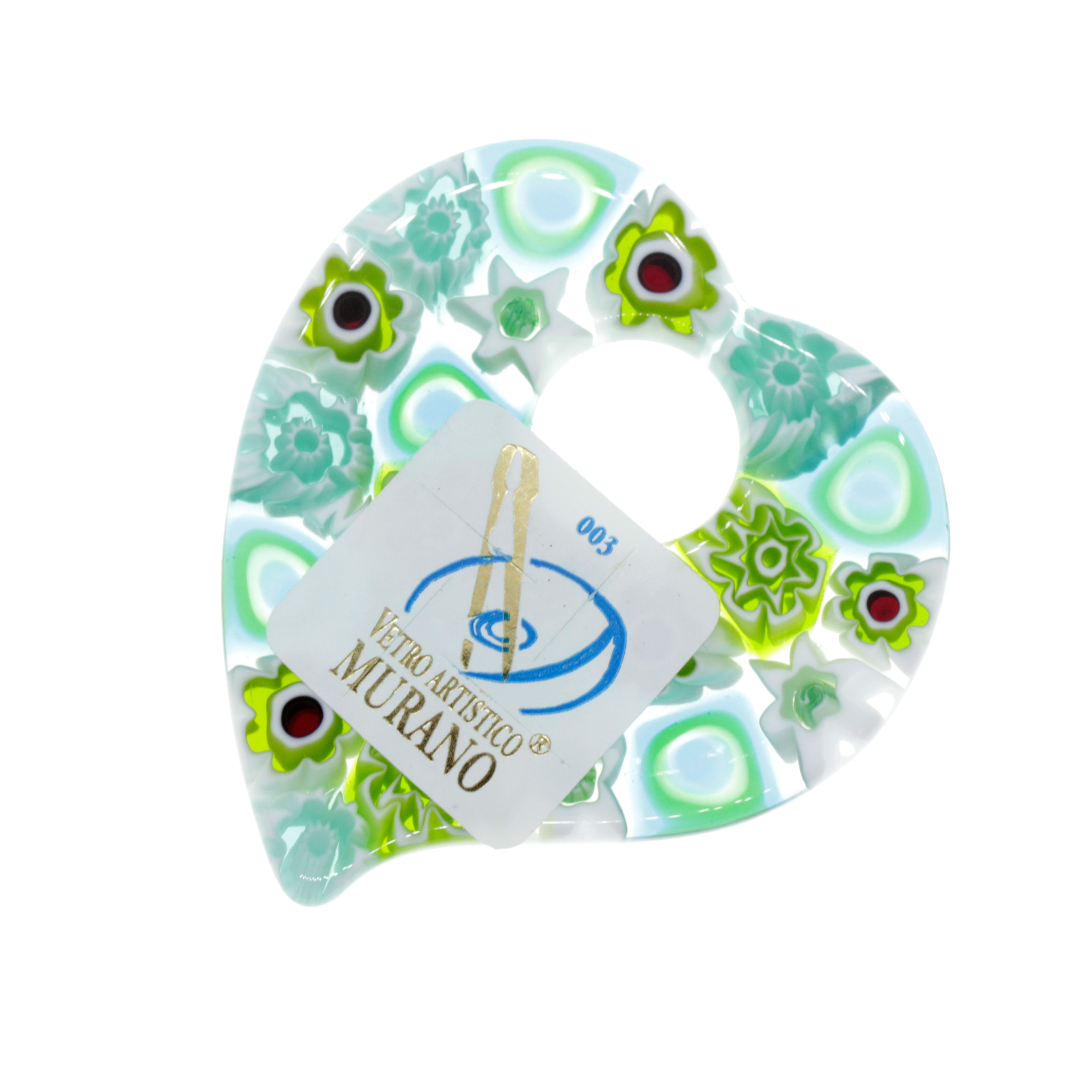 Murano Glas Herz Anhänger "Rinviato" grün