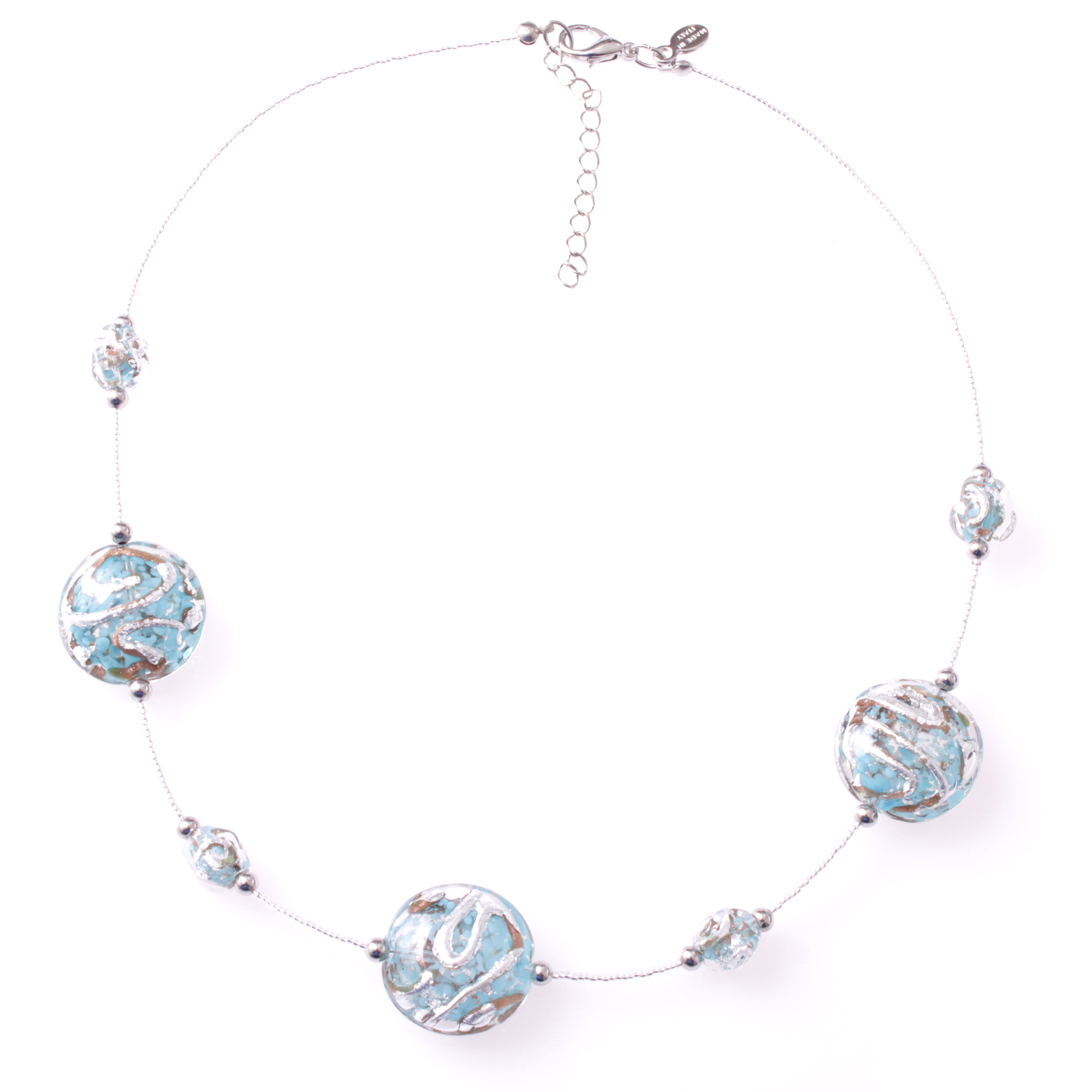 Stilvolles Murano Glas Collier "Astana Deluxe" -aquamarin