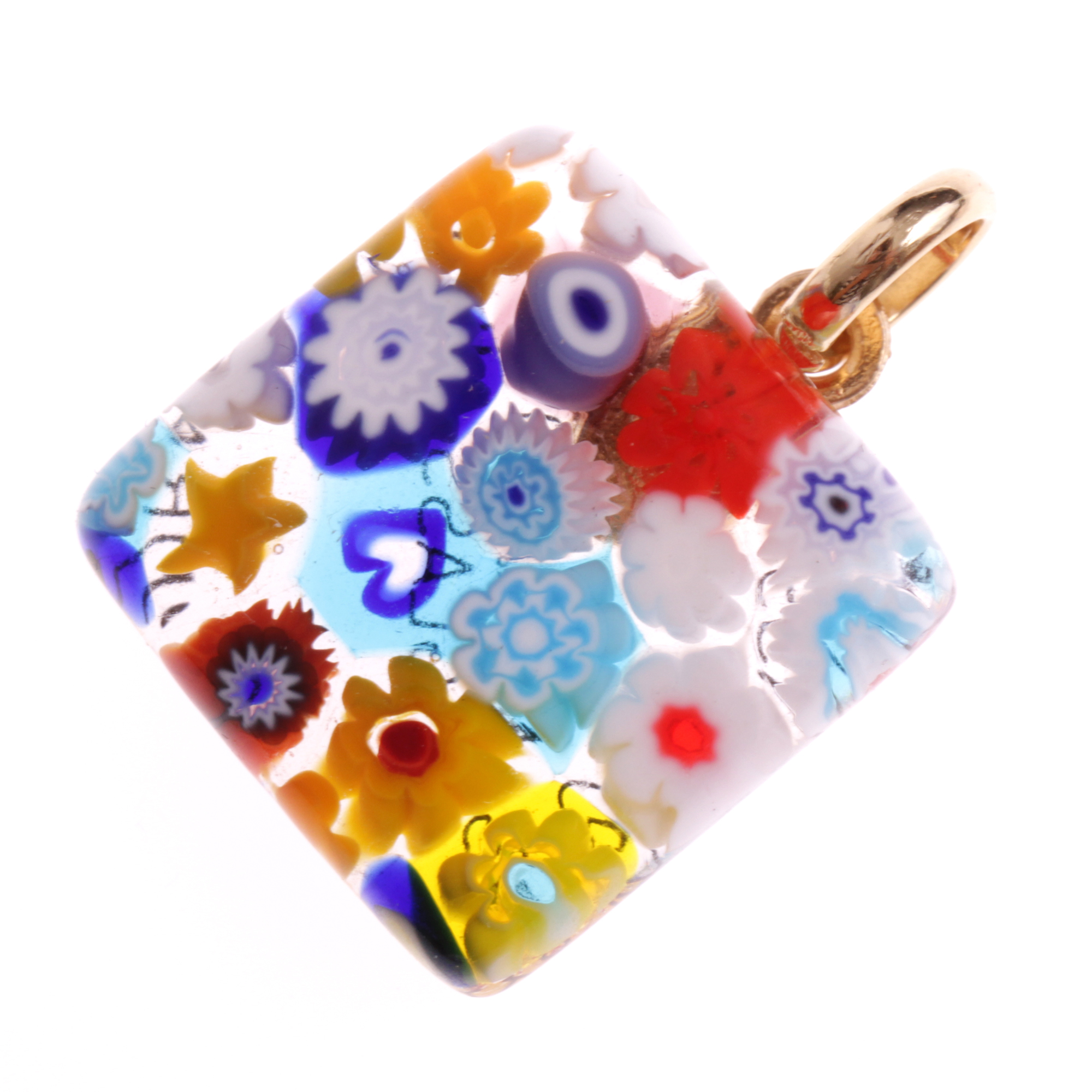 Murano Glas Anhänger "Violetta" -mille fiori gold