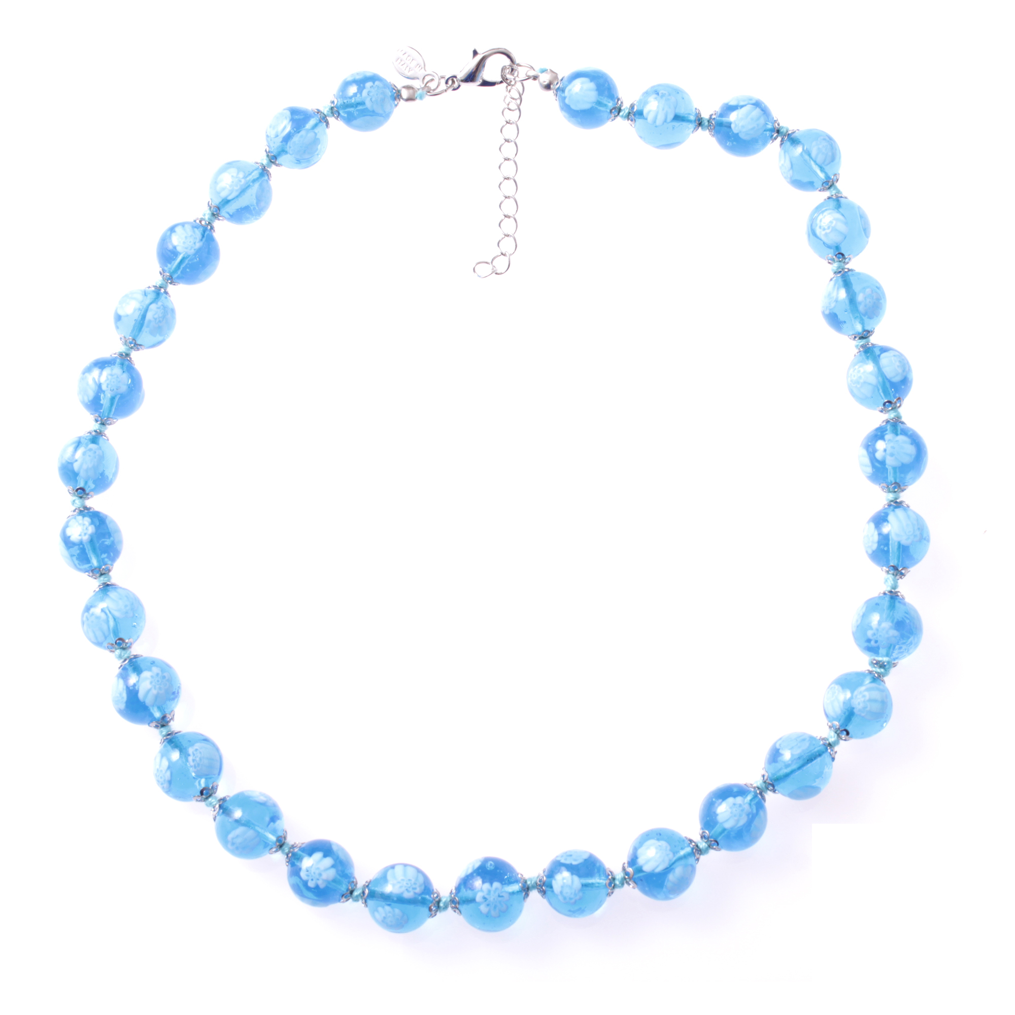 Collier Murano Glas "Mille Fiori Dodici"-türkis-silber