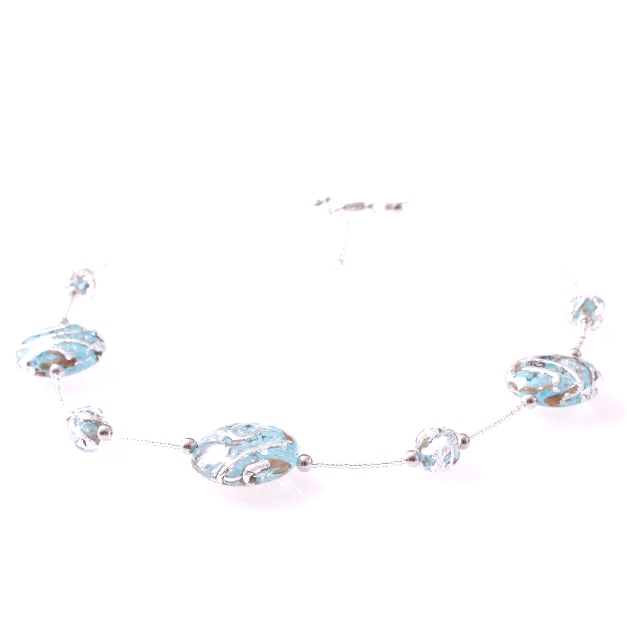 Stilvolles Murano Glas Collier "Astana Deluxe" -aquamarin