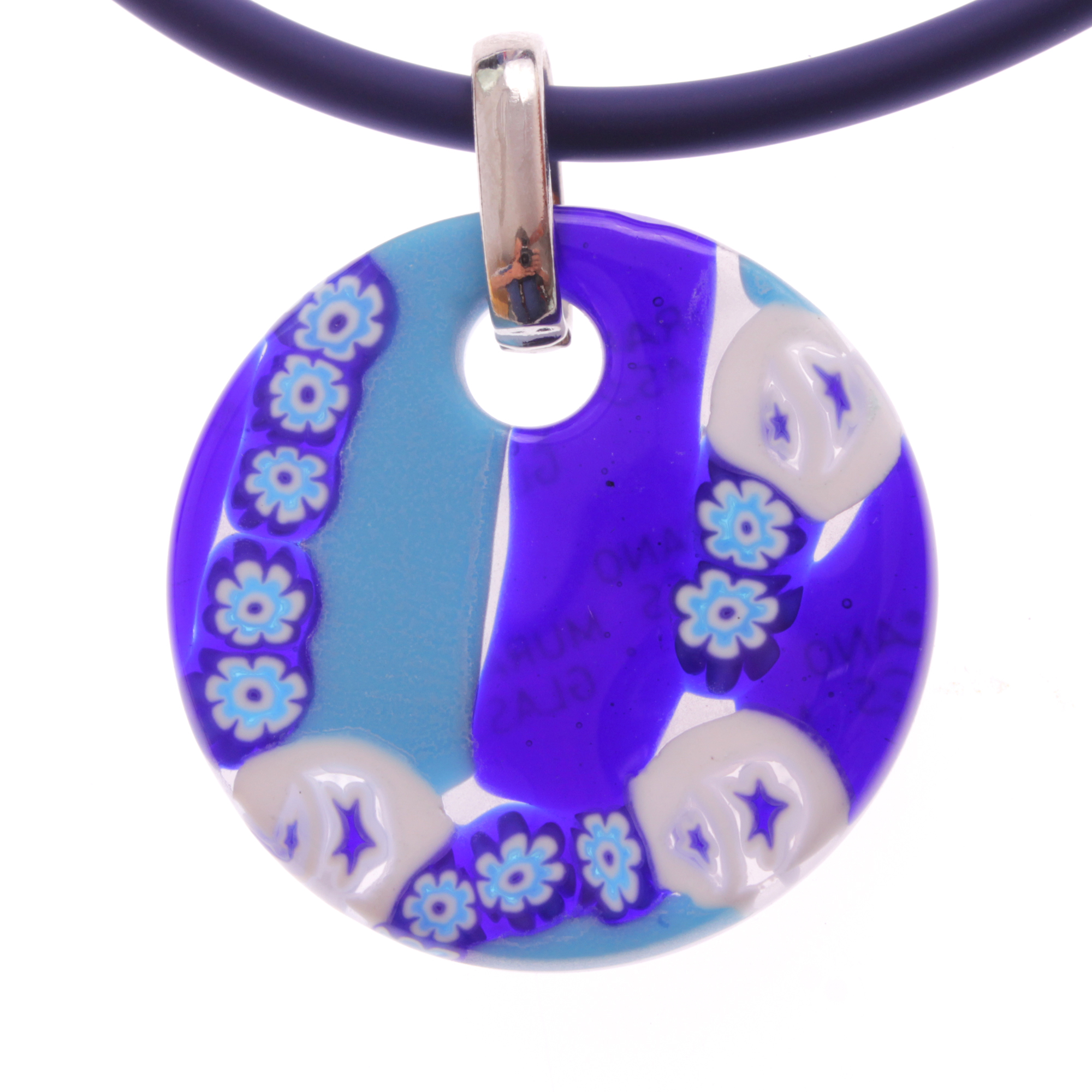 Kleines Mille Fiori Medaillon Model "Picco Abril" -blau