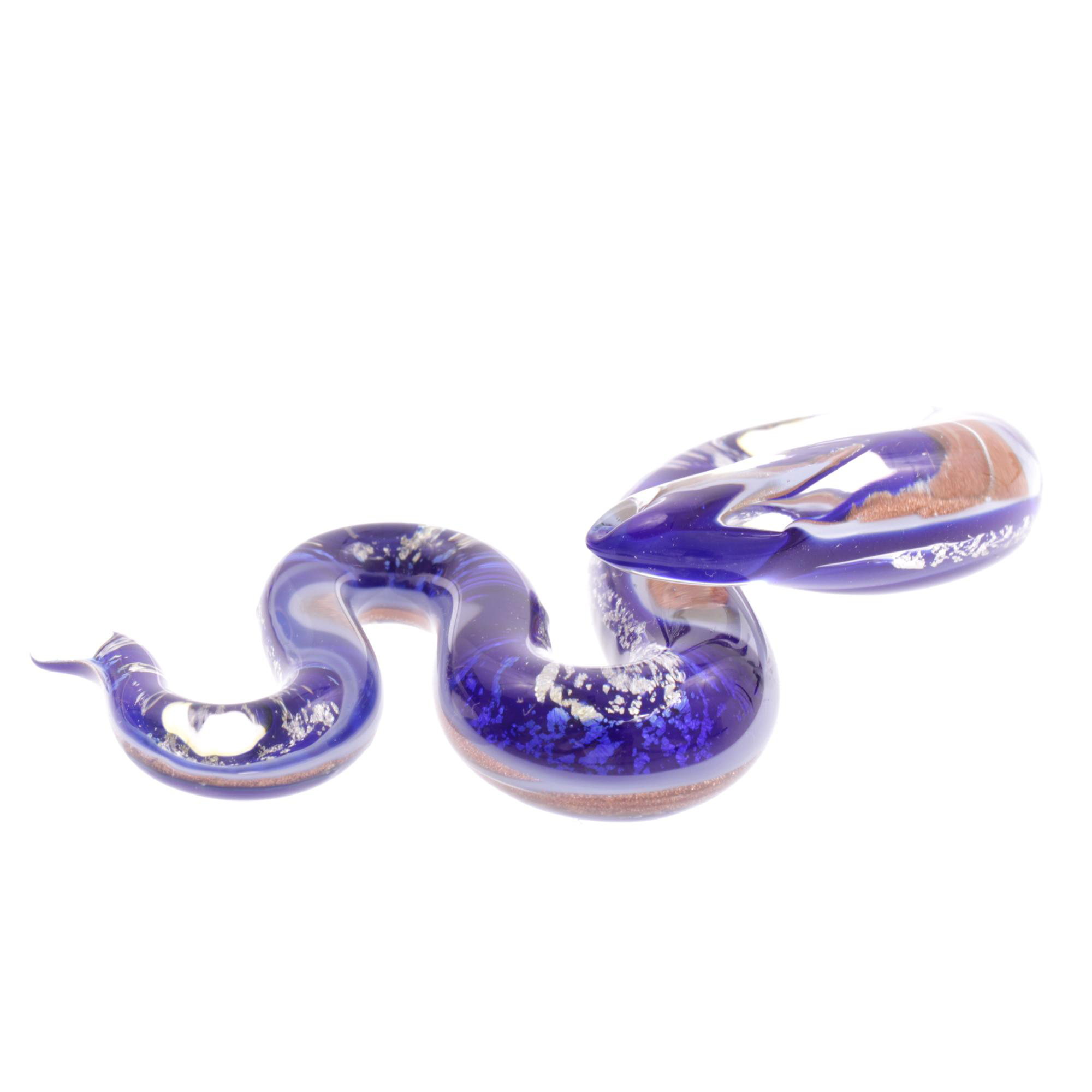 Unsere große edle Murano Glas Schlange "Coda Grande" Anhänger -blau-silber