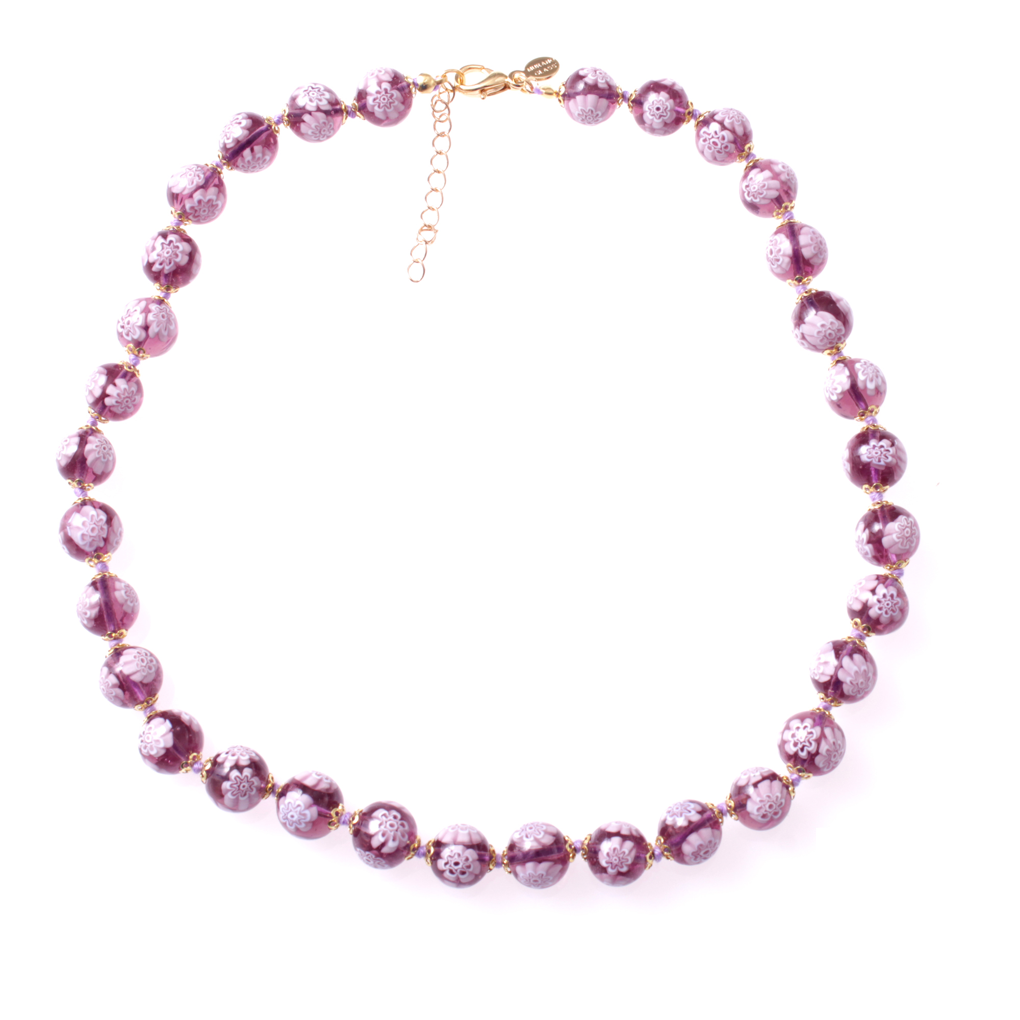 Collier Murano Glas "Mille Fiori Dodici"-amethist-gold